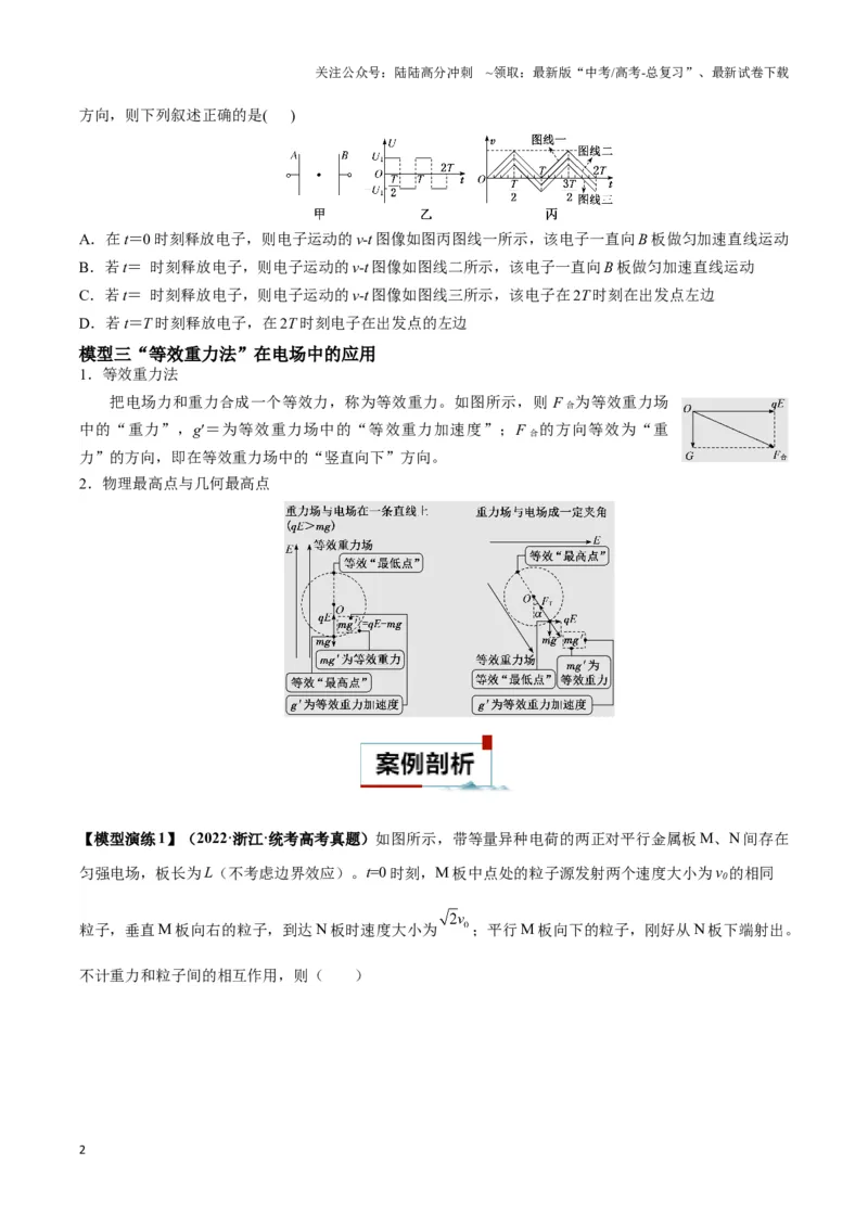 《专题11电偏转模型中的分解与能量（学生版）_04-物理-高考总复习_二轮复习_2025年_2025届高考物理二轮复习热点题型归类_资料_2024版》第2页预览
