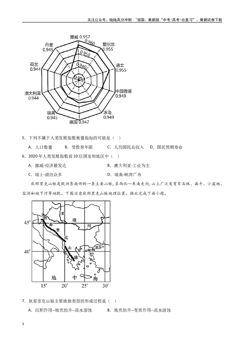 《专题28欧洲、北亚与俄罗斯（高频选择题50题）-（全国通用）（原卷版）_07-地理-高考总复习_一轮复习_2024年_2024年高考地理一轮题型突破训练（全国通用）_资料_1-资料》第3页预览