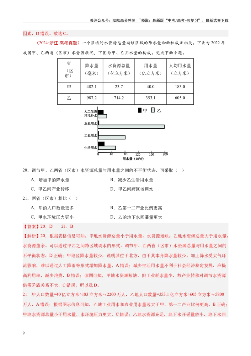 《专题14区域与区域发展-（解析版）_07-地理-高考总复习_专项复习_2025年_十年（2015-2024）高考地理真题分类汇编（全国通用）》第9页预览