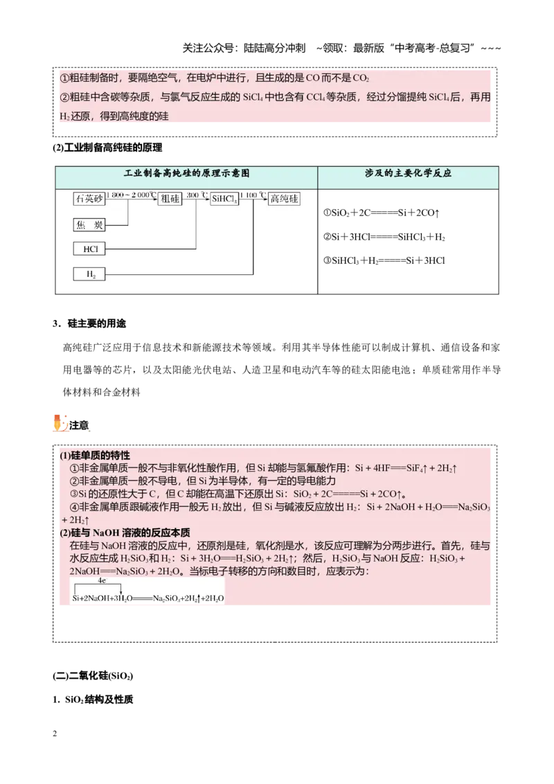 《第四章第4讲碳、硅及无机非金属材料（讲义及教师版）_05-化学-高考总复习_一轮复习_2026年-化学高考一轮复习_2026年高考化学大一轮复习-G354_资料》第2页预览