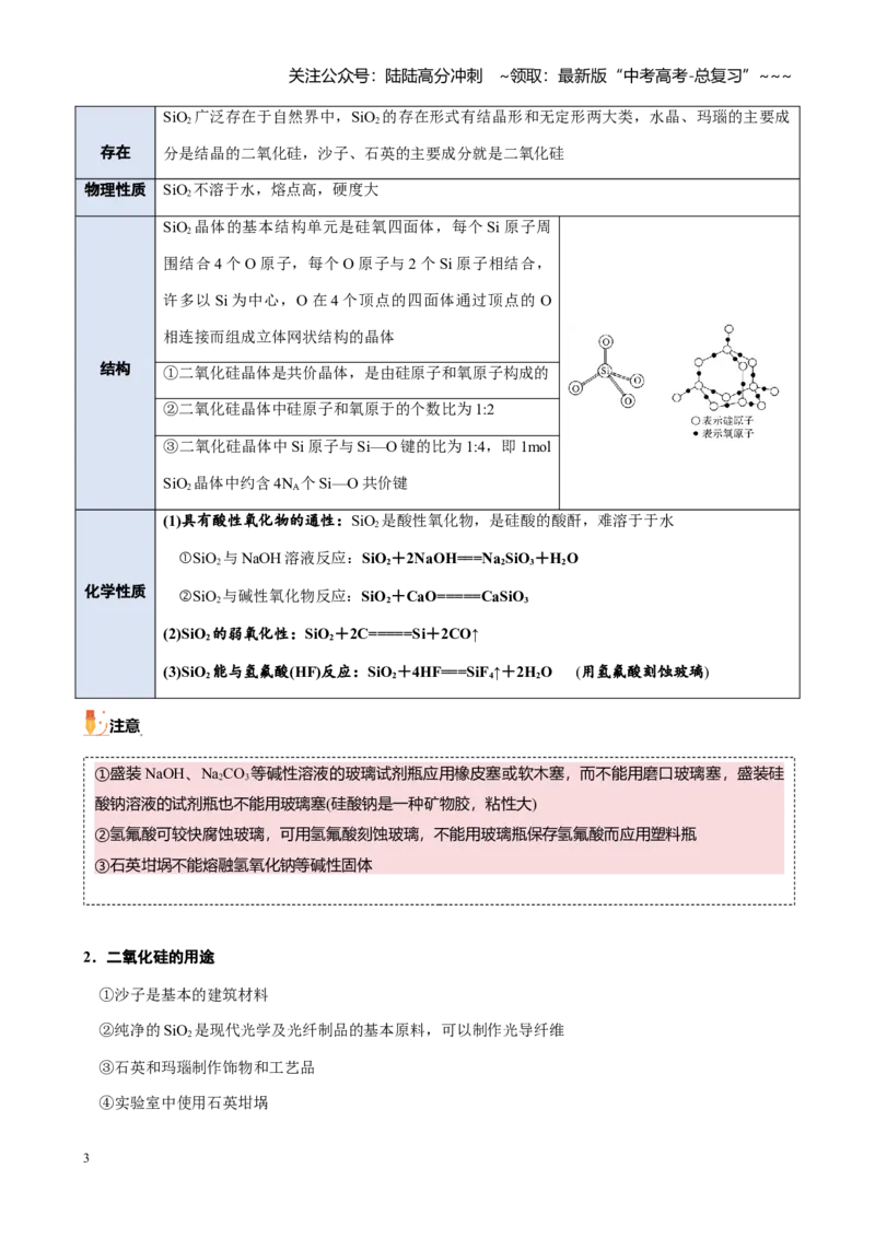 《第四章第4讲碳、硅及无机非金属材料（讲义及教师版）_05-化学-高考总复习_一轮复习_2026年-化学高考一轮复习_2026年高考化学大一轮复习-G354_资料》第3页预览
