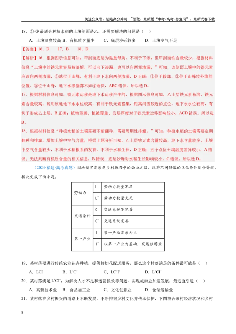 《专题09农业+解析版_07-地理-高考总复习_专项复习_2025年_五年2020-2024高考真题分类汇编高考地理真题分类汇编（全国通用）》第8页预览
