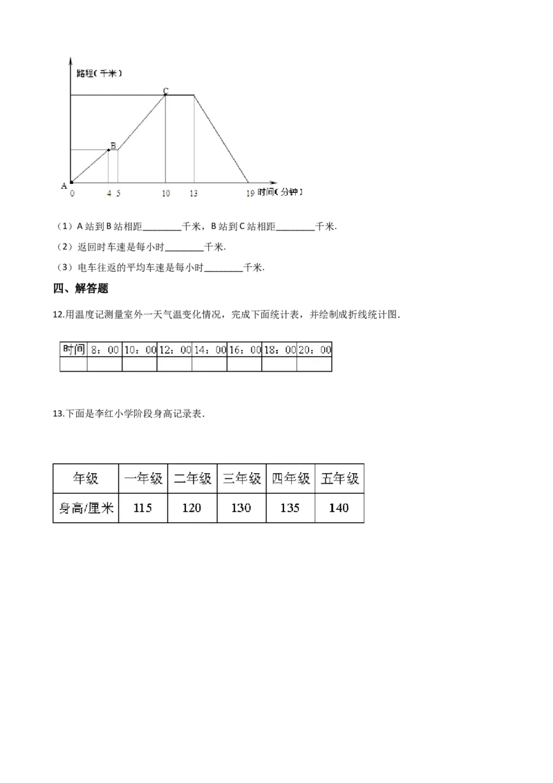 《五年级下册数学单元测试-6.折线统计图西师大版（含解析）_小学1-6年级全科全套_1-6年级全科下册_五年级_五年级下数学_数学五下西师版(1)》第4页预览