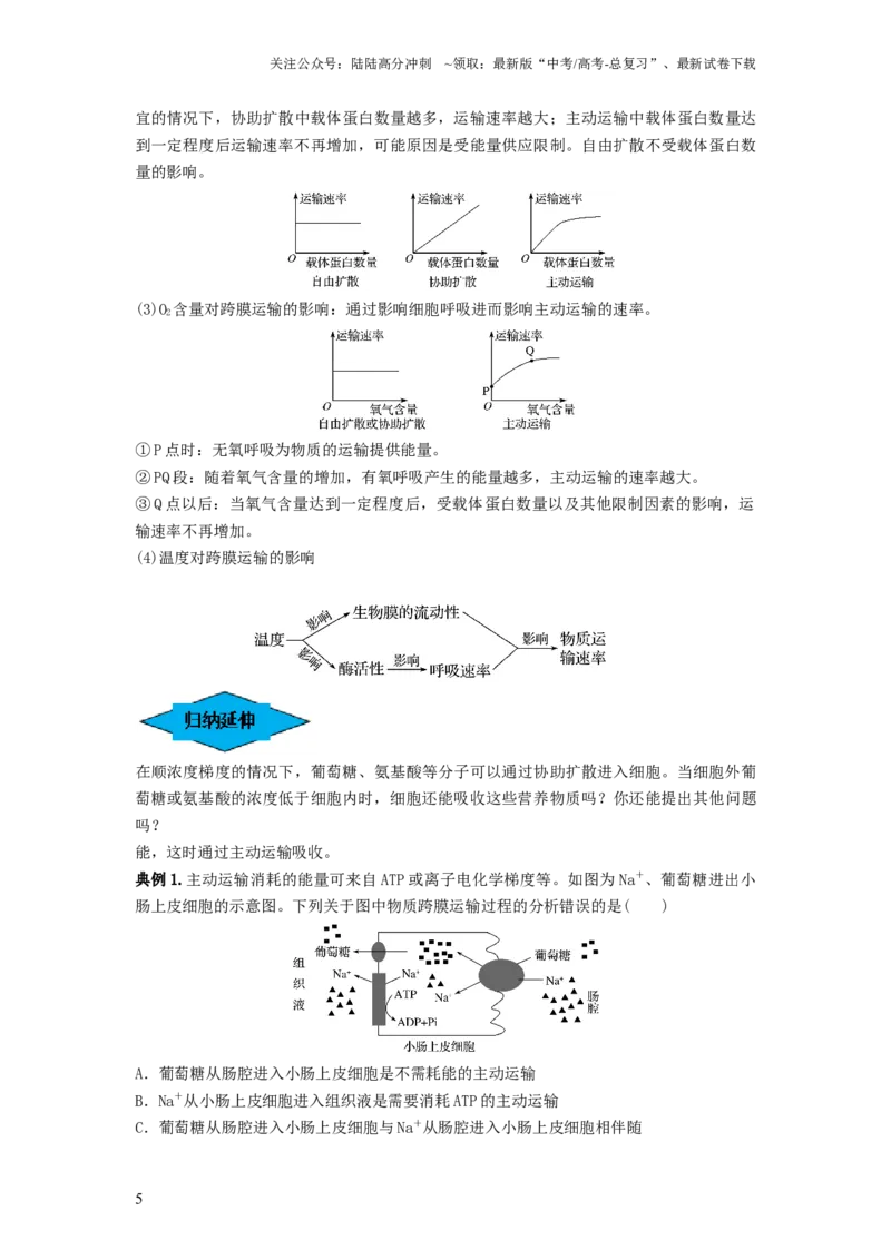 《专题06细胞的物质输入和输出（串讲）（解析版）_06-生物-高考总复习_一轮复习_2024年_2024年高考生物一轮复习串讲精练知识点梳理练习题_串讲》第5页预览