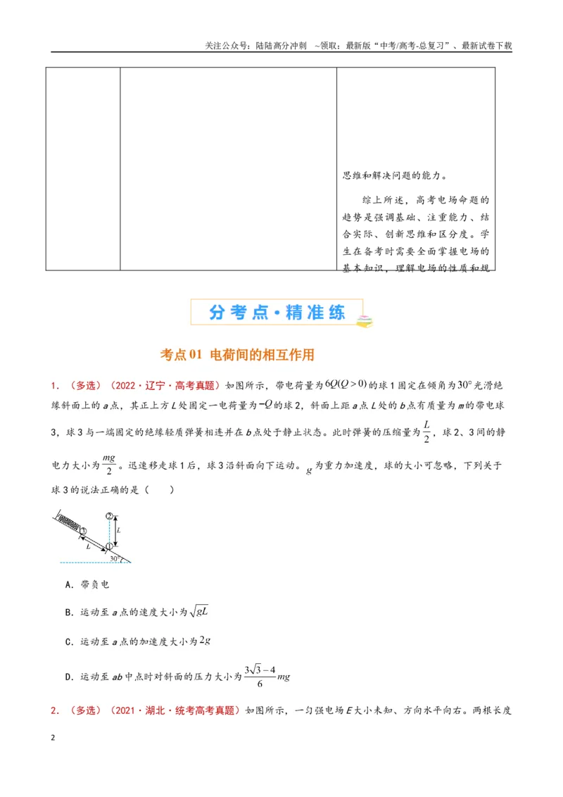 《专题12静电场（原卷版）_04-物理-高考总复习_专项复习_2024年_2024年高考物理真题分类汇编（全国通用）》第2页预览