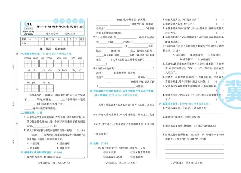 《《期末专题精选卷》统编版语文6年级下册期末专题精选卷_小学1-6年级全科全套_1-6年级全科下册_六年级_语文_语文六下电子册类》第10页预览