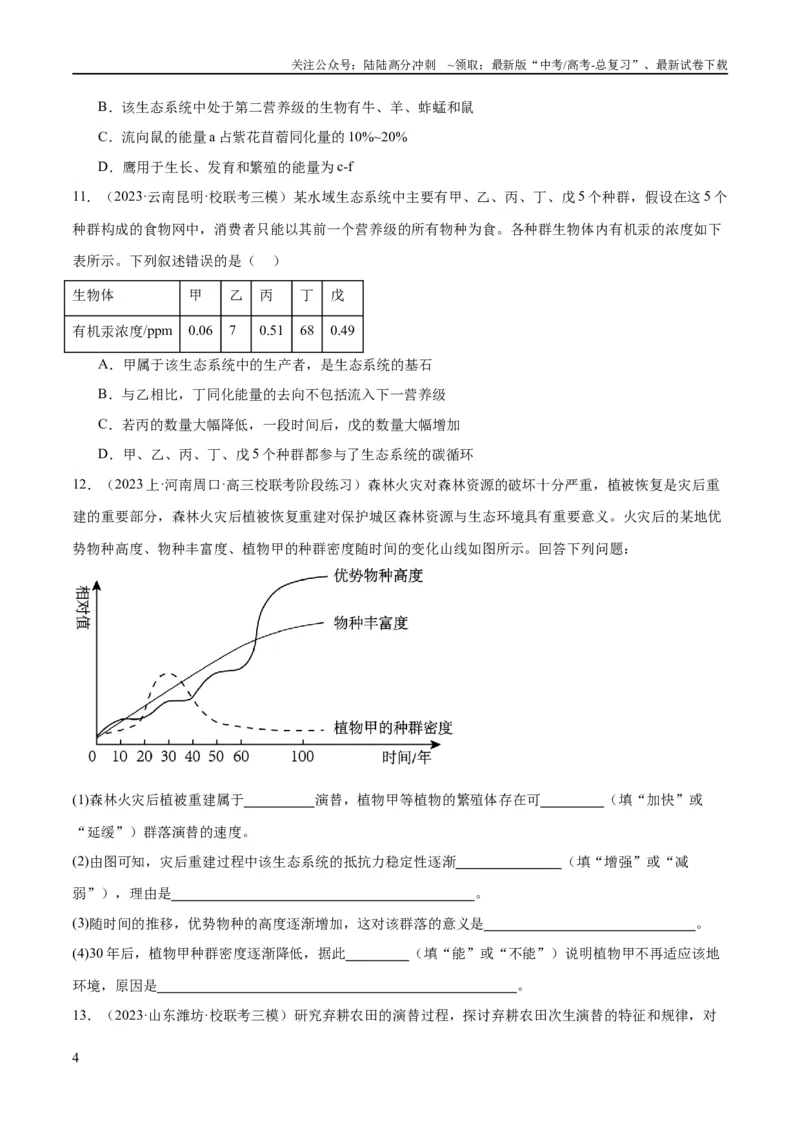 《专题09生物与环境（分层练）（原卷版）_06-生物-高考总复习_二轮复习_2024年_2024年高考生物二轮复习高频考点追踪与预测（新高考专用）_分层练》第4页预览