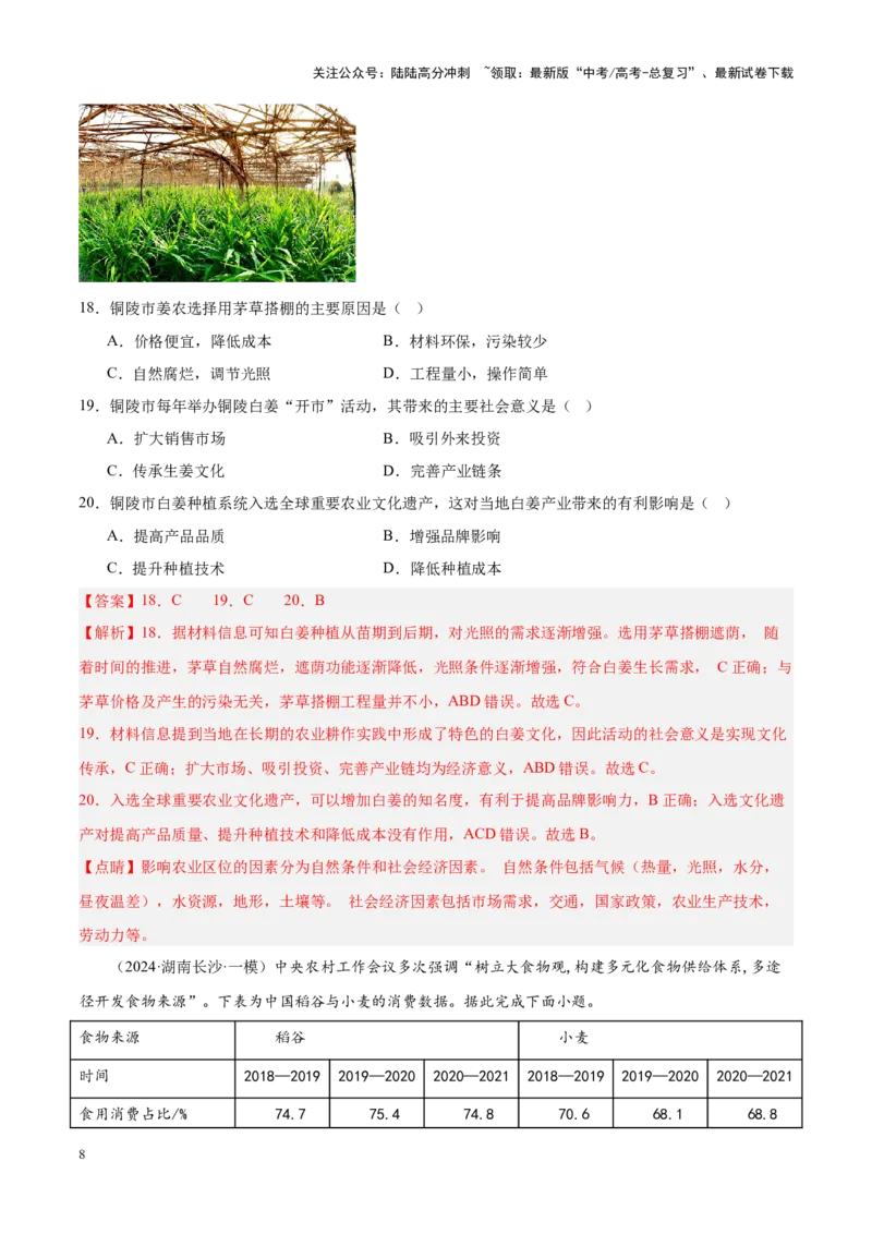《专题08产业与交通（新高考专用）（解析版）_07-地理-高考总复习_专项复习_2025年_2024年高考一模试题分类汇编地理新高考专用》第8页预览