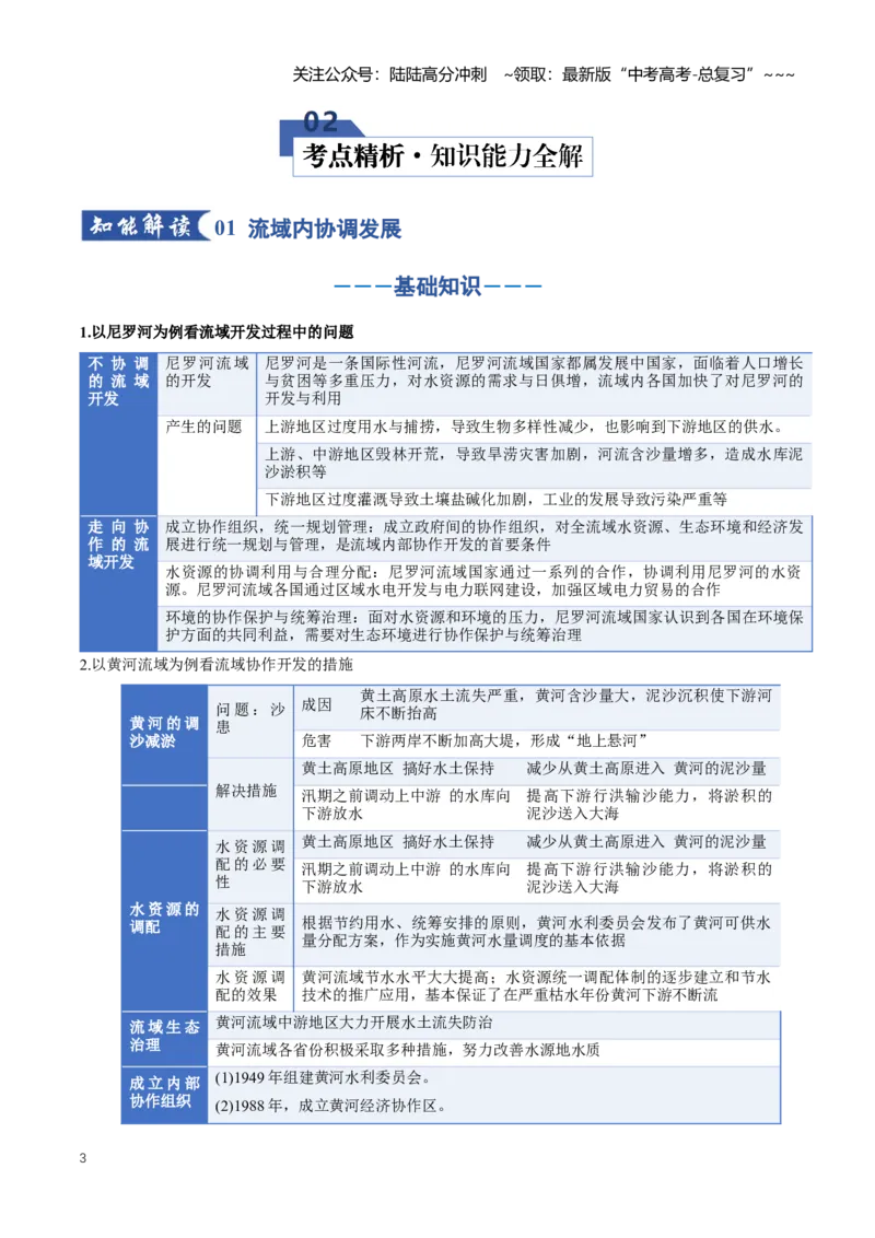 《专题14区域联系与区域协调发展（知识清单）（全国通用）（学生版）_07-地理-高考总复习_一轮复习_2026年-地理高考一轮复习_2026年高考地理一轮复习讲义+练习+课件（新教材新高考）-G55》第3页预览