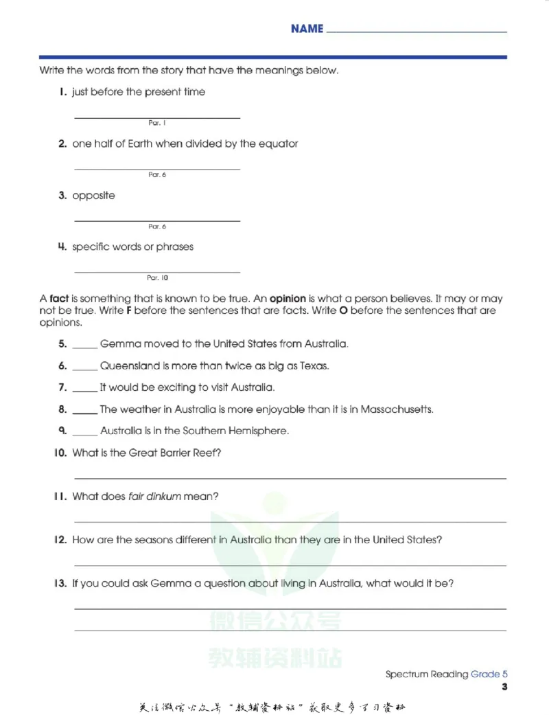 《SpectrumReadingWorkbookG5_小初高学习资料合集（每天更新）_国外原版英文教辅汇总_SpectrumReadingWorkbook》第7页预览