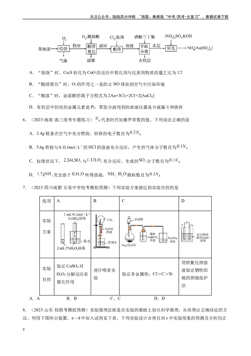 《第四章非金属及其化合物章末综合检测卷（原卷版）_05-化学-高考总复习_一轮复习_2024年_2024年高考化学一轮·夯基提能复习精讲精练_资料》第3页预览
