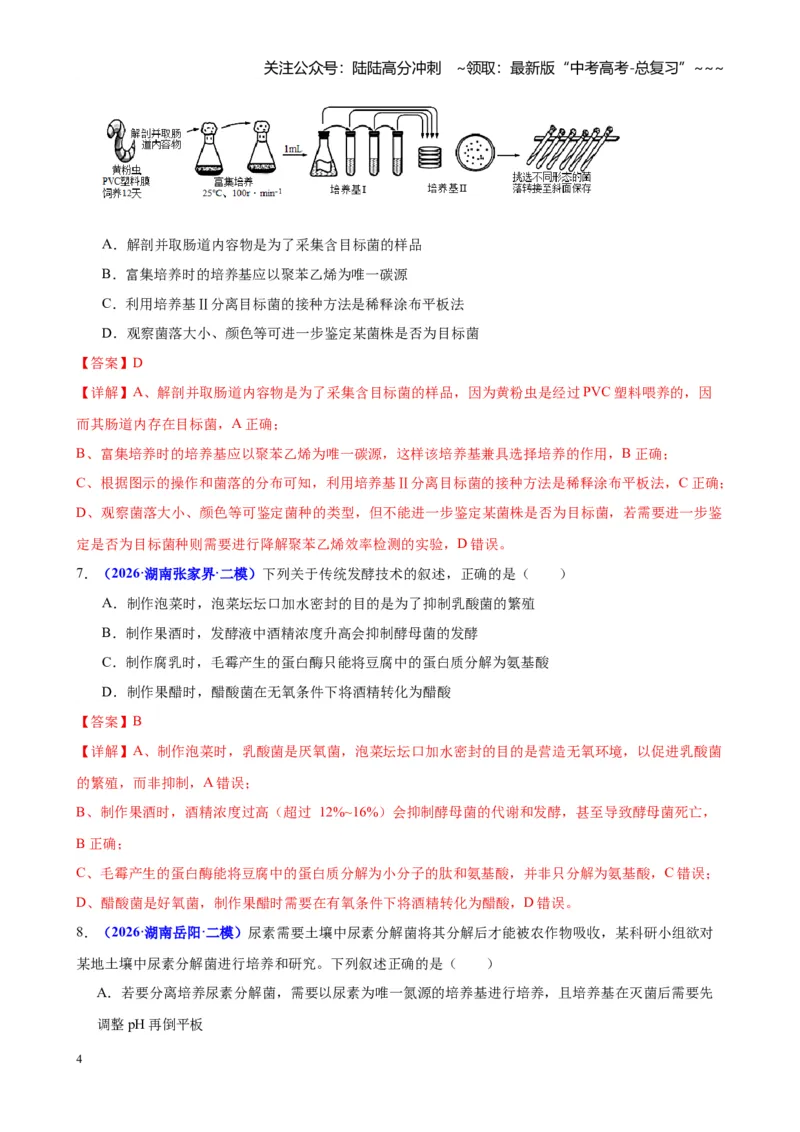 《专题08生物技术与工程（教师版）_06-生物-高考总复习_专项复习_2026年-生物高考专项复习_2026年高考生物二模试题分类汇编（湖南专用）-G292_2026版》第4页预览