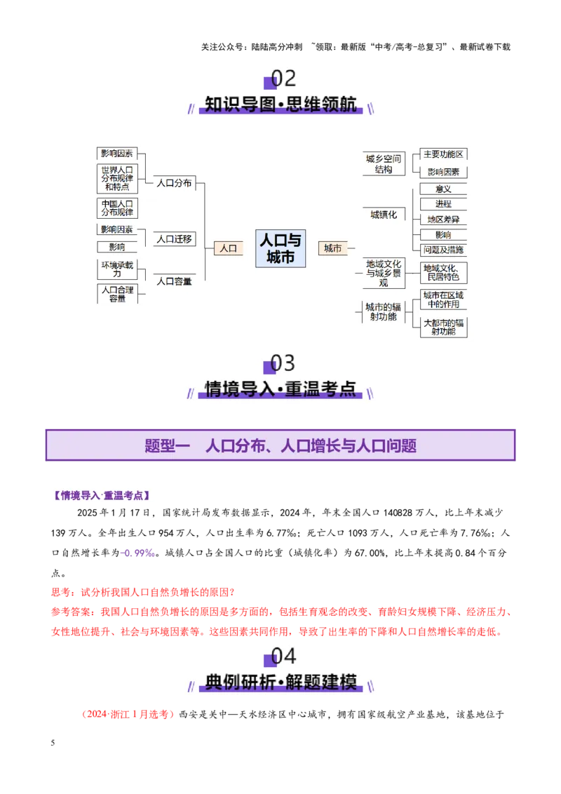《专题08人口与城市（讲义）（教师版）_07-地理-高考总复习_二轮复习_2025年_2025年高考地理二轮复习课件+讲义+练习（新高考通用）_专题8人口、乡村和城镇》第5页预览