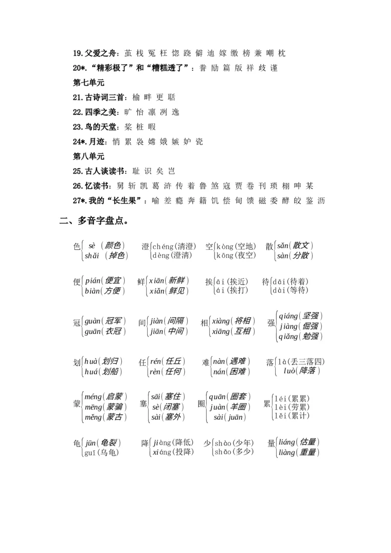 《五（上）语文期末复习专题（二）01字音辨析_小学1-6年级全科全套_1-6年级全科上册_五年级_五年级上语文_语文五上期末专项复习》第2页预览
