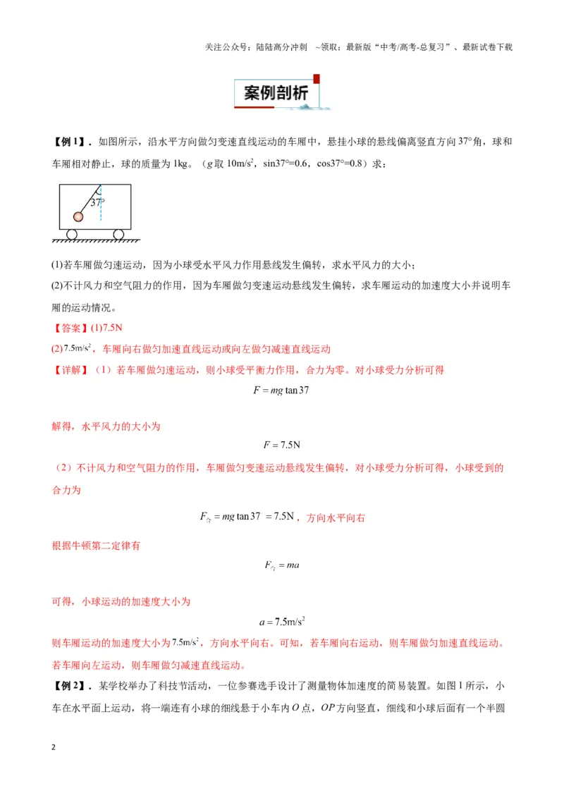 《专题09“mgtan”模型（教师版）_04-物理-高考总复习_专项复习_2025年_2025年高中高考物理模型与方法_资料_3高中（全册）_必修第一册》第2页预览