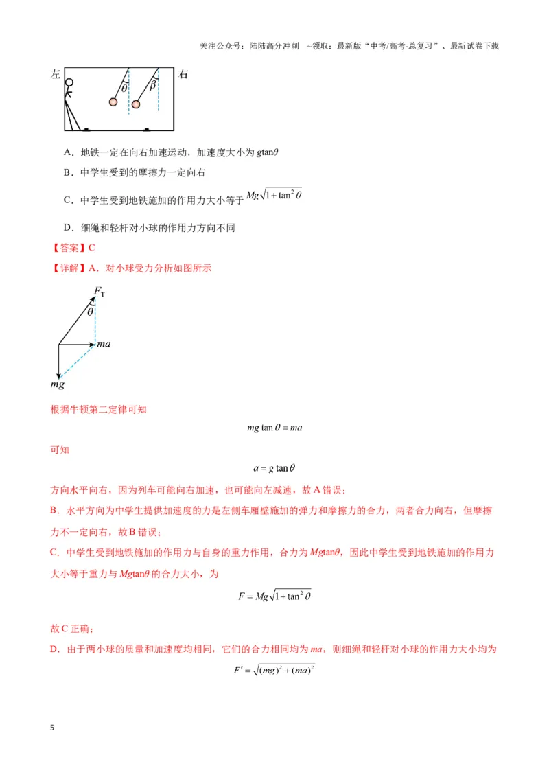 《专题09“mgtan”模型（教师版）_04-物理-高考总复习_专项复习_2025年_2025年高中高考物理模型与方法_资料_3高中（全册）_必修第一册》第5页预览