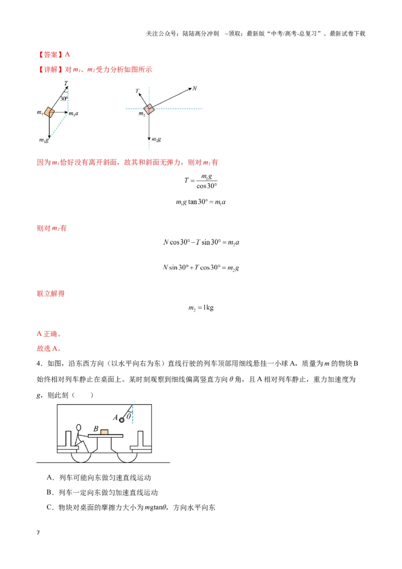 《专题09“mgtan”模型（教师版）_04-物理-高考总复习_专项复习_2025年_2025年高中高考物理模型与方法_资料_3高中（全册）_必修第一册》第7页预览