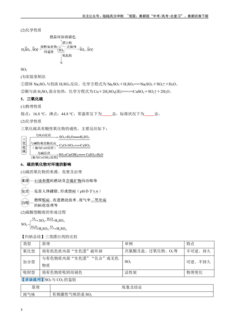 《考点14硫及其化合物（核心考点精讲精练）-（新高考通用）（学生版）_05-化学-高考总复习_一轮复习_2025年_2025年高考化学一轮复习考点精讲精练（新高考通用）》第3页预览