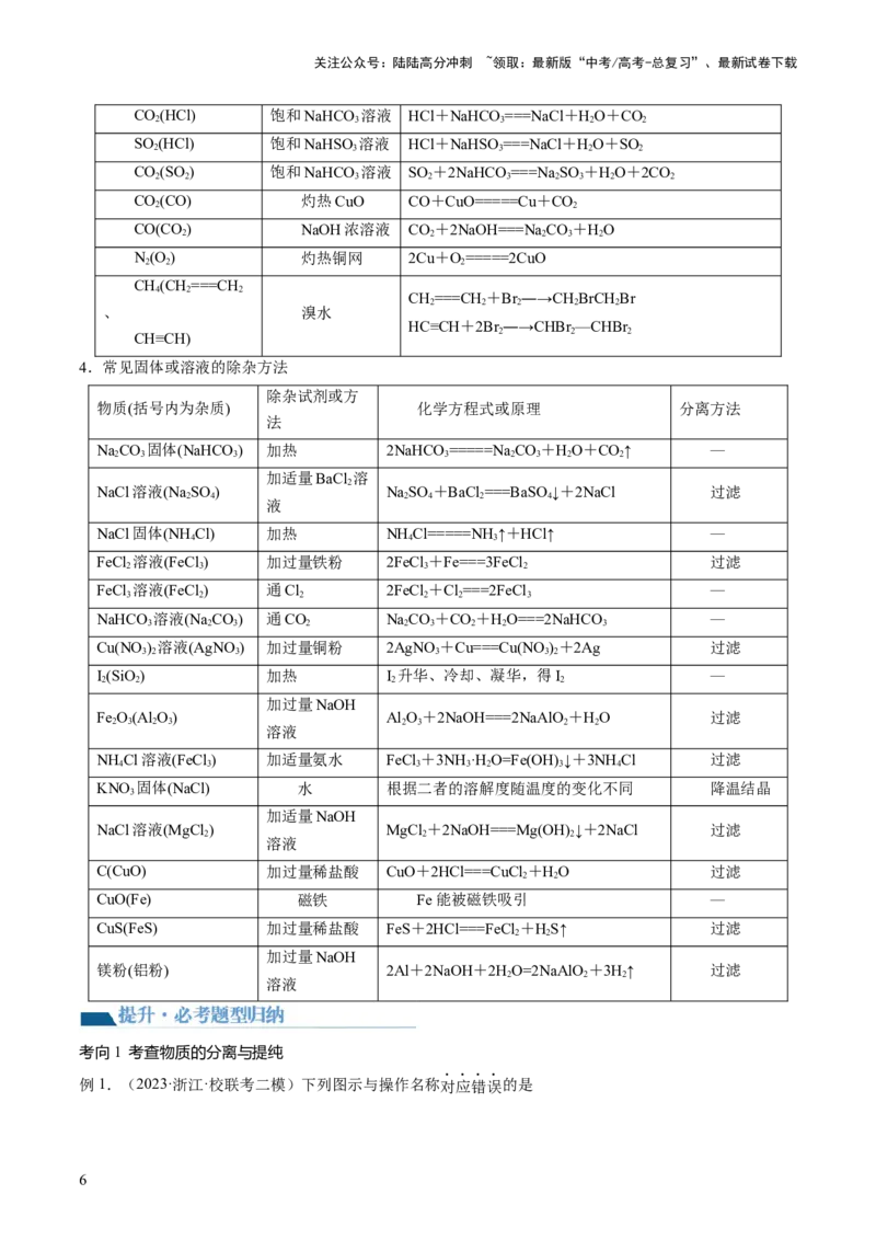 《第34讲物质的分离、提纯和检验（讲义）（原卷版）_05-化学-高考总复习_一轮复习_2024年_2024年高考化学一轮复习讲练测(课件+讲义+练习)（新高考）_讲义+练习》第6页预览