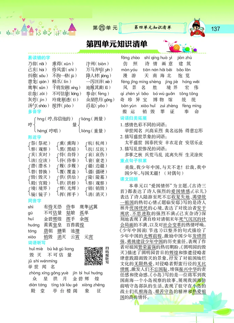 《五（上）语文1-8单元知识重点清单_小学1-6年级全科全套_1-6年级全科上册_五年级_五年级上语文_语文五上单元考点归纳》第4页预览