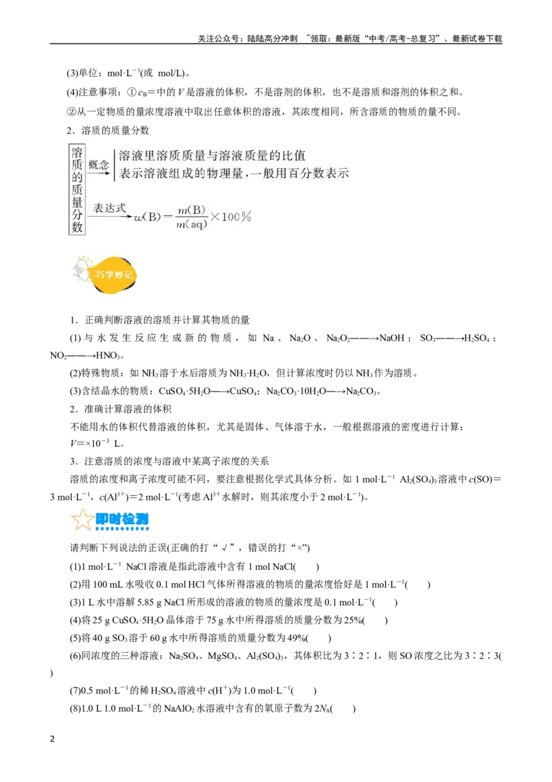 《考点03物质的量浓度及溶液配制(核心考点精讲)_05-化学-高考总复习_一轮复习_2024年_2024年高考化学一轮复习考点帮（全国通用）》第2页预览