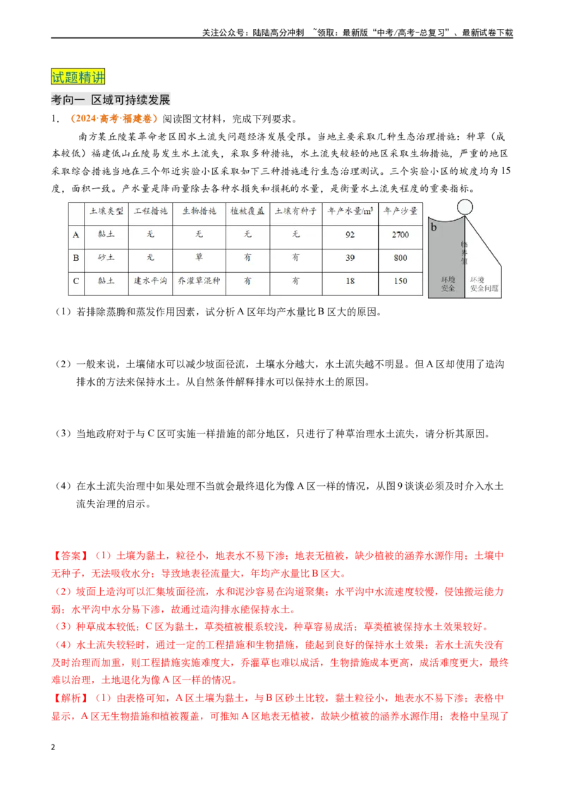 《专题12区域发展-（新高考通用）（解析版）_07-地理-高考总复习_专项复习_2024年_2024高考地理真题题源解密（新高考通用）》第2页预览