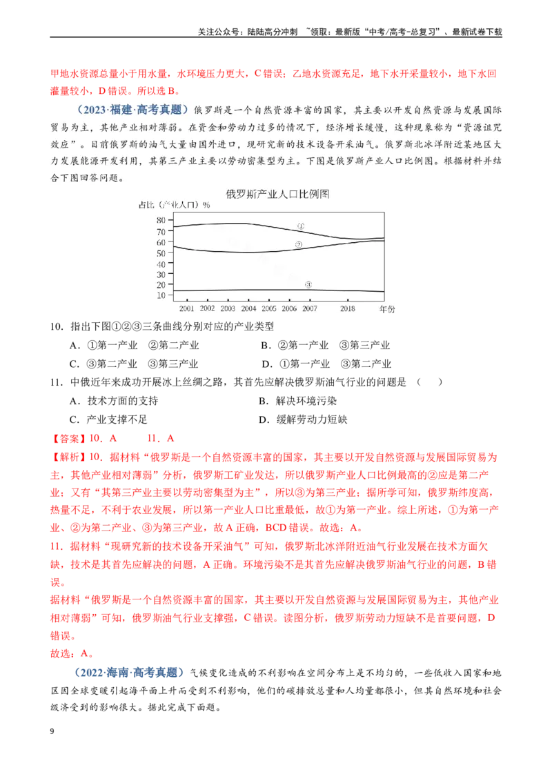 《专题12区域发展-（新高考通用）（解析版）_07-地理-高考总复习_专项复习_2024年_2024高考地理真题题源解密（新高考通用）》第9页预览