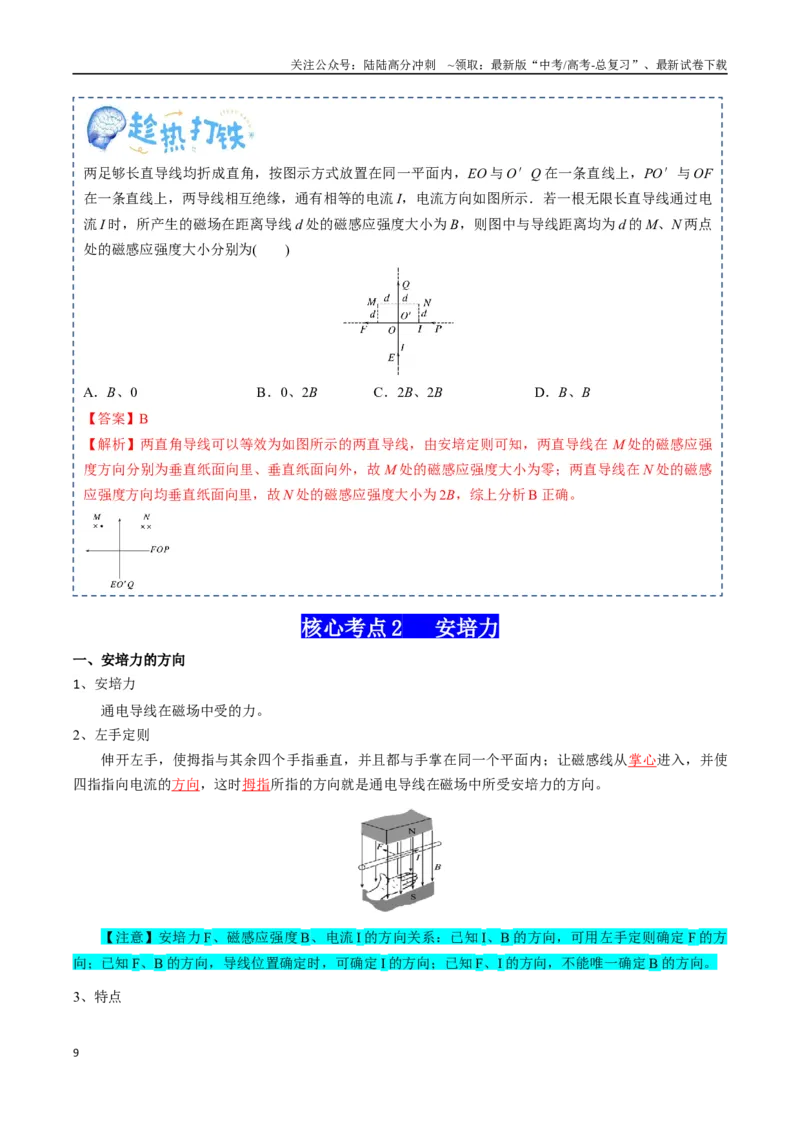 《专题12磁场（教师版）_04-物理-高考总复习_一轮复习_2025年_2025年高考物理一轮复习知识清单（全国通用）》第9页预览