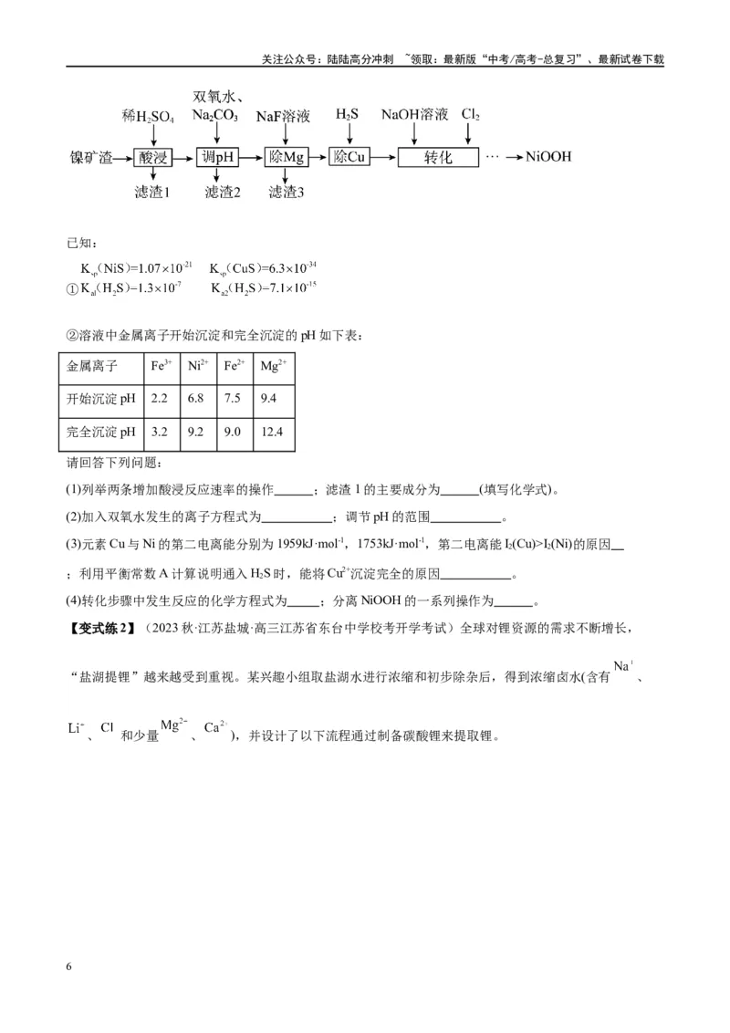 《第32讲无机化工流程题的解题策略（讲义）-（原卷版）_05-化学-高考总复习_一轮复习_2024年_2024年高考化学大一轮复习卓越讲义_资料》第6页预览