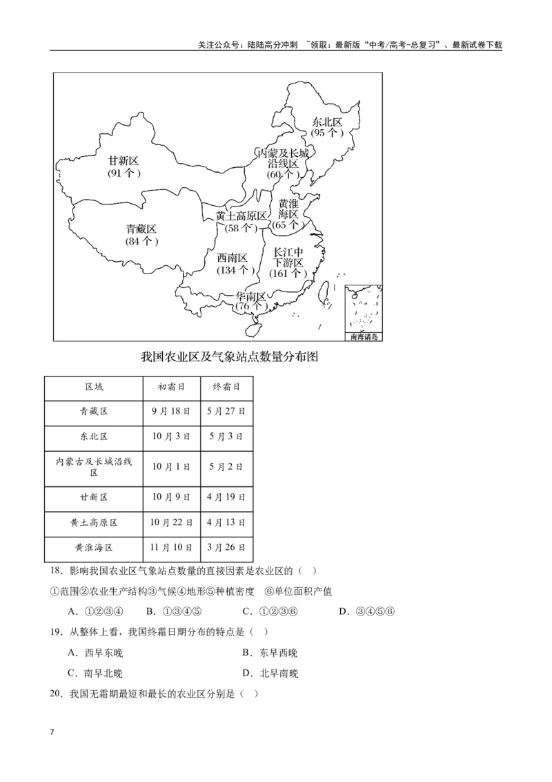 《专题31中国人文地理（高频选择题50题）-（全国通用）（解析版）_07-地理-高考总复习_一轮复习_2024年_2024年高考地理一轮题型突破训练（全国通用）_资料_1-资料》第7页预览