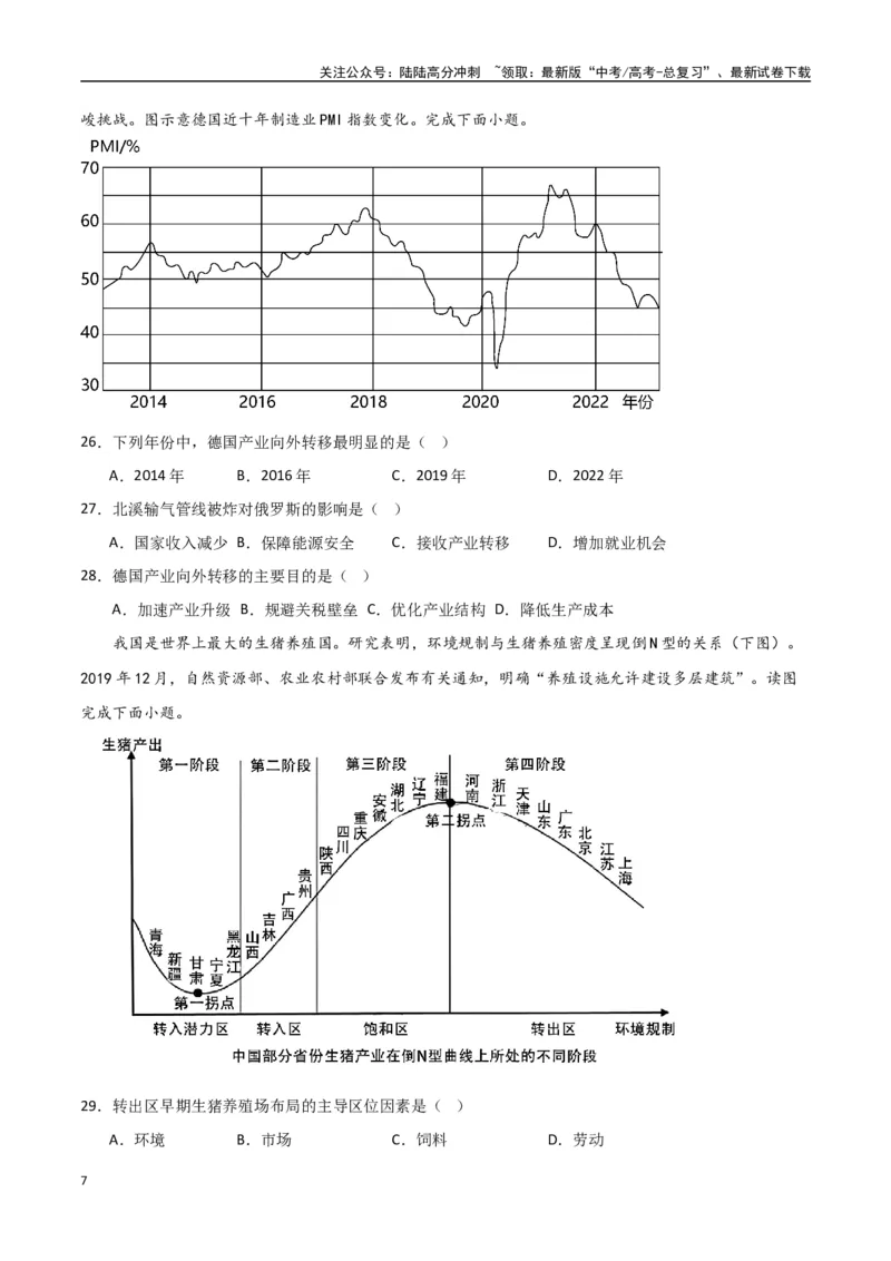 《专题22区际联系与区域协调发展（高频选择题50题）-（全国通用）（原卷版）_07-地理-高考总复习_一轮复习_2024年_2024年高考地理一轮题型突破训练（全国通用）_资料_1-资料》第7页预览