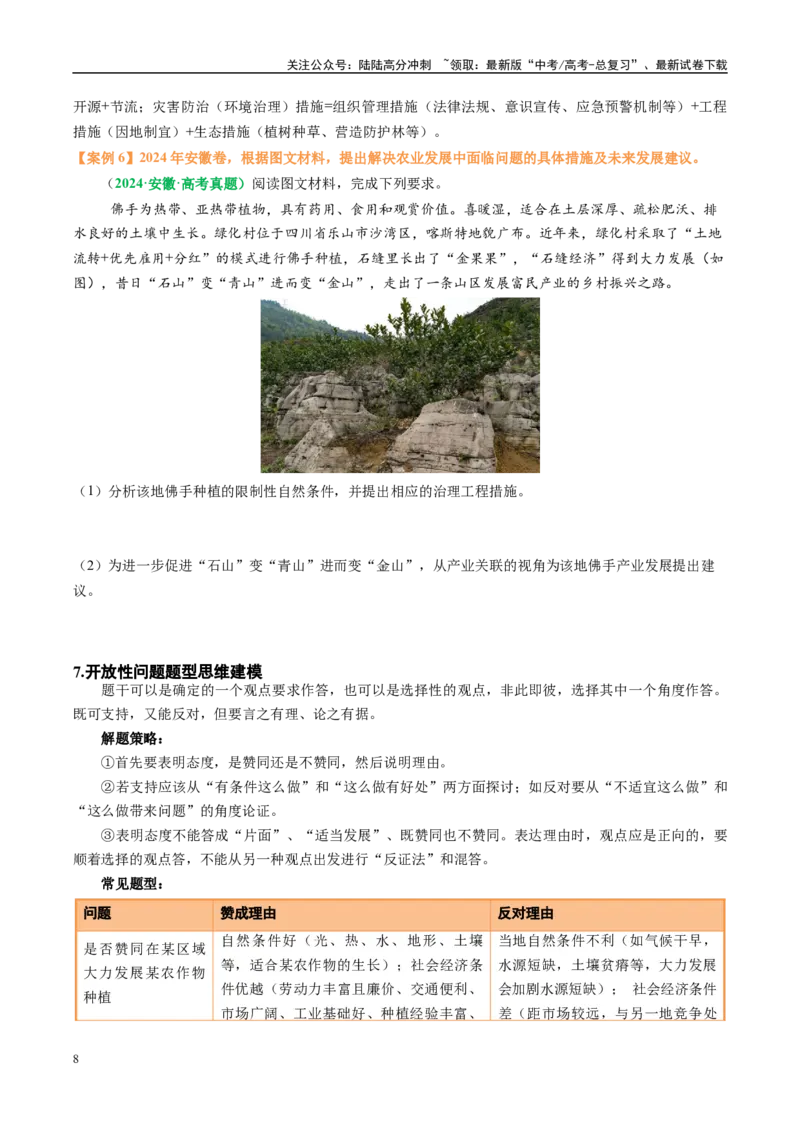 《专题12高中地理综合题答题策略（原卷版）_07-地理-高考总复习_二轮复习_2025年_2025年高考地理二轮热点题型归纳与变式演练（新高考通用）》第8页预览