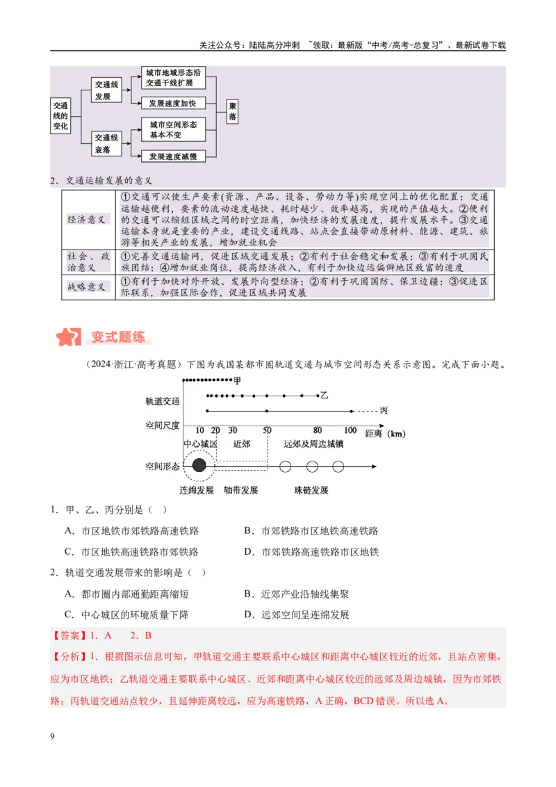 《专题10服务业与交通运输易错提分（3大易错点）（教师版）_07-地理-高考总复习_专项复习_2025年_2025年高考地理考试易错题（新高考通用）》第9页预览