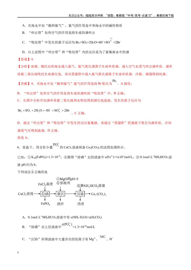 《第32讲无机化工流程题的解题策略（特训）-（解析版）_05-化学-高考总复习_一轮复习_2024年_2024年高考化学大一轮复习卓越讲义_资料》第5页预览