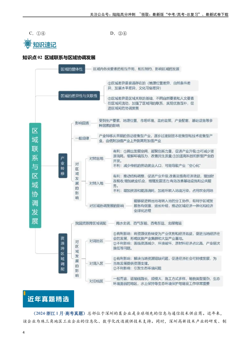 《专题12区域发展-（新高考通用）（原卷版）_07-地理-高考总复习_专项复习_2024年_2024高考地理真题题源解密（新高考通用）》第4页预览