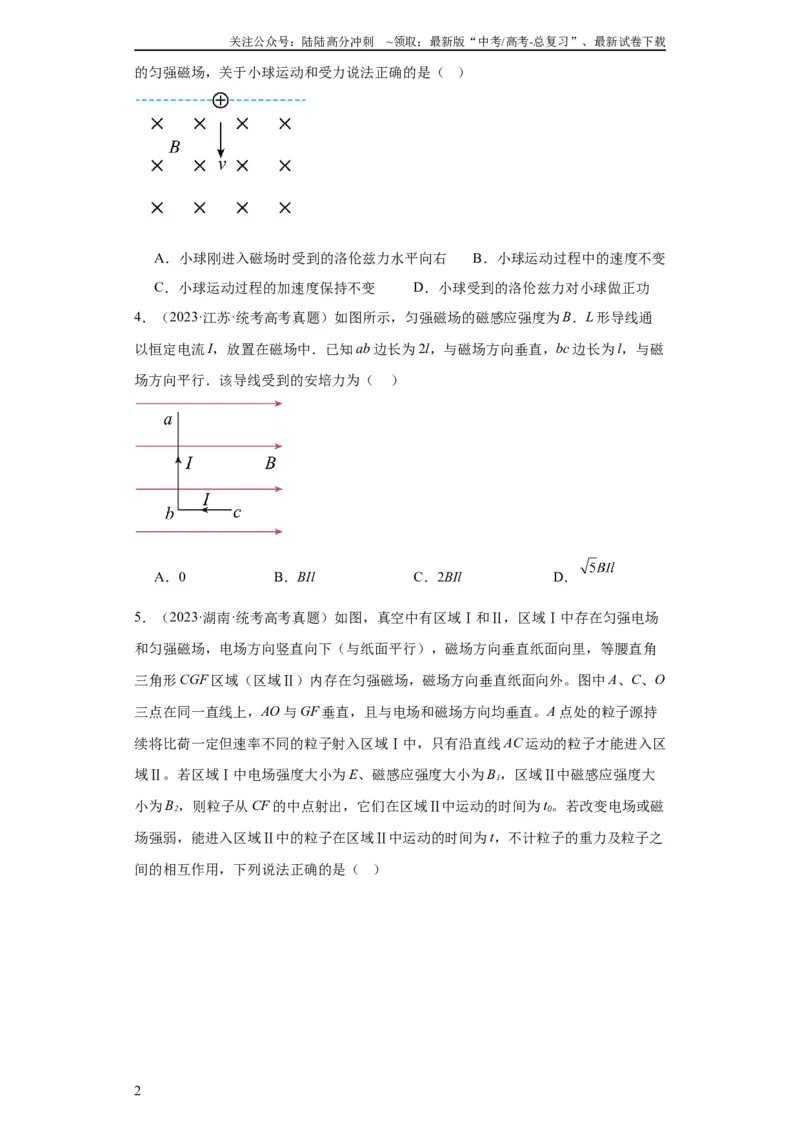 《专题09磁场(学生版)_04-物理-高考总复习_专项复习_2024年_2024年高考物理五年真题分项汇编（全国通用）》第2页预览