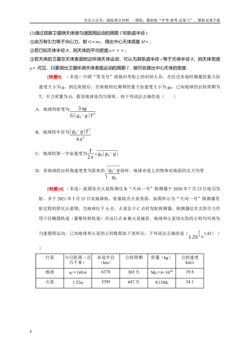 《专题08天体运动（原卷版）_04-物理-高考总复习_专项复习_2024年_2024高考物理三轮冲刺复习热点知识讲练题型归纳练_资料》第6页预览
