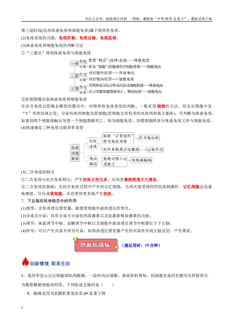 《专题13动物生命活动的调节（原卷版）_06-生物-高考总复习_专项复习_2025年_2025年高考生物重难点讲义专练（新高考通用）》第3页预览