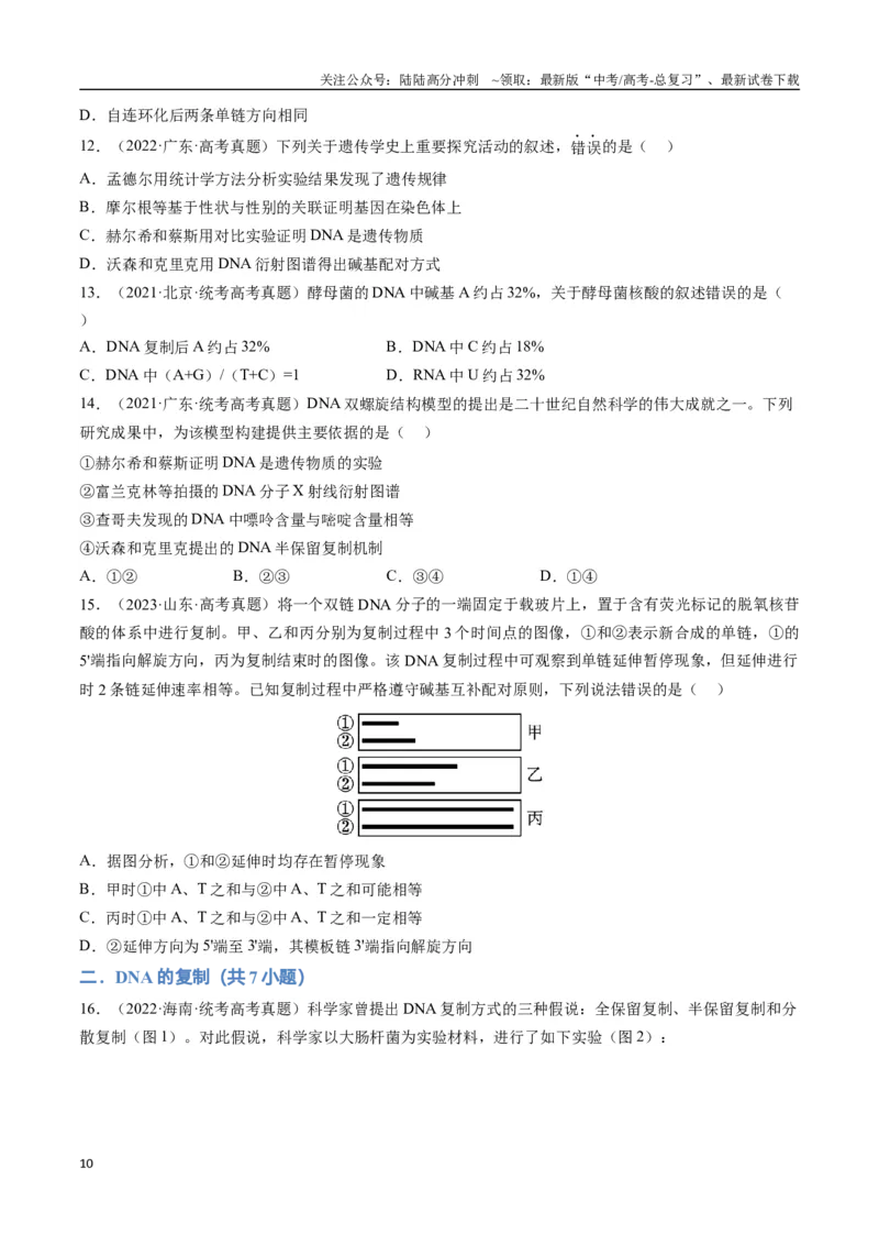 《专题08遗传的分子基础（学生版）_06-生物-高考总复习_专项复习_2024年_2024年高考生物总复习核心题型解读与全攻略新教材_资料》第10页预览
