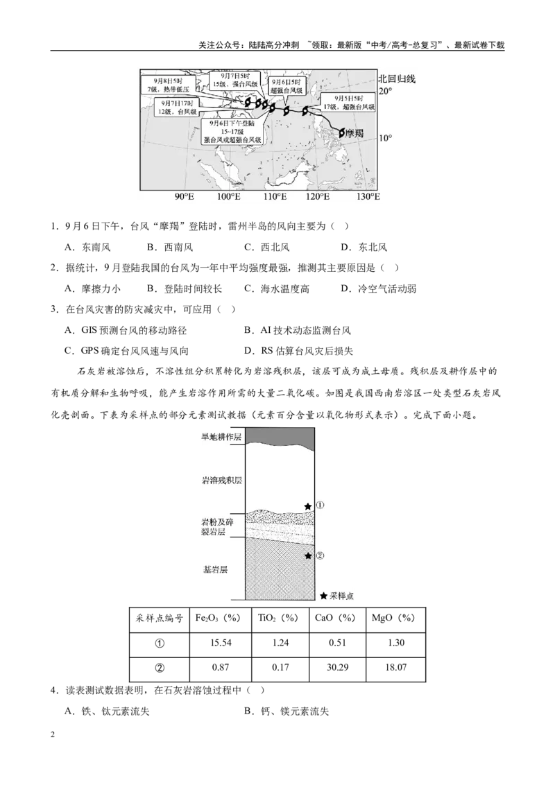 《信息必刷卷03（新高考通用）（学生版）_07-地理-高考总复习_专项复习_2025年_2025年高考考前必刷题（多地区）地理_2025年高考地理考前必刷卷（新高考专用）5套》第2页预览