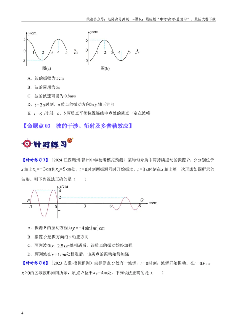 《专题11机械波及光的运用（分层练）（原卷版）_04-物理-高考总复习_二轮复习_2024年_2024年高考物理二轮复习高频考点追踪与预测（新高考专用）_分层练》第4页预览