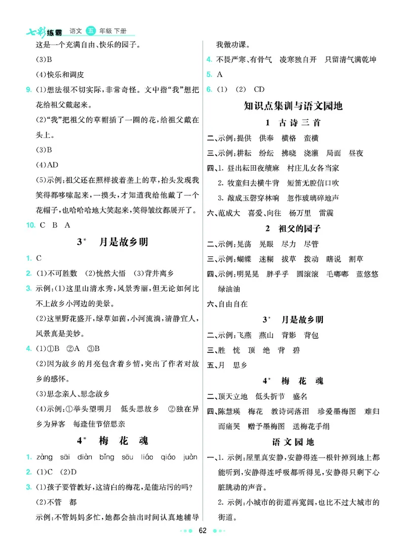 《《七彩练霸》语文五年级下册课课练参考答案_小学1-6年级全科全套_1-6年级全科下册_五年级_五年级下语文_语文五下课课练》第3页预览