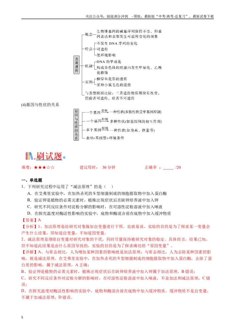 《专题10遗传的分子基础（解析版）_06-生物-高考总复习_专项复习_2024年_2024年高考生物经典小题必刷_资料》第5页预览