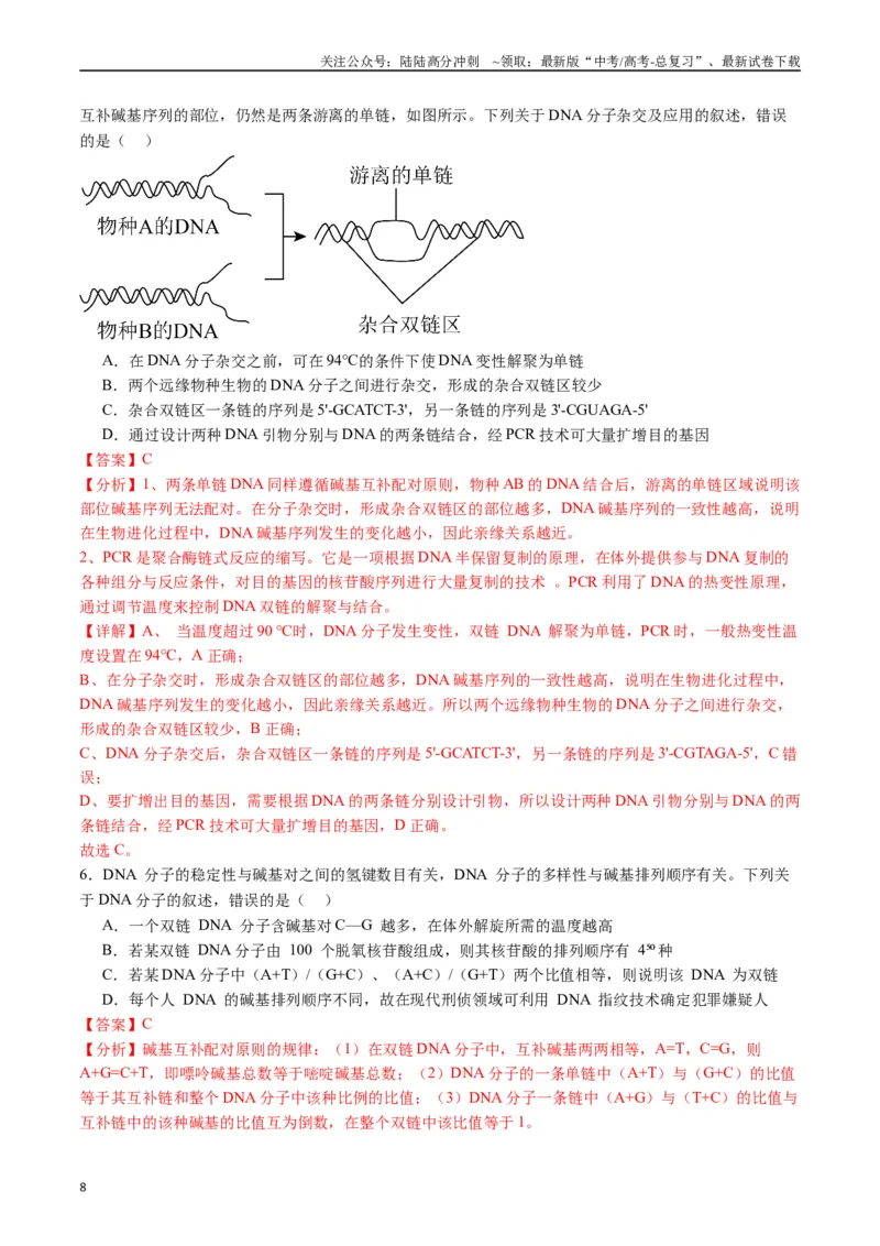 《专题10遗传的分子基础（解析版）_06-生物-高考总复习_专项复习_2024年_2024年高考生物经典小题必刷_资料》第8页预览