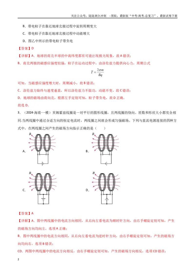 《专题11磁场及带电粒子在磁场中的运动（解析版）_04-物理-高考总复习_专项复习_2024年_2024届新高考物理冲刺专项训练300题_资料》第2页预览