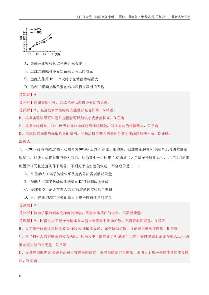 《专题11实验探究（分层练）（解析版）_06-生物-高考总复习_二轮复习_2024年_2024年高考生物二轮复习高频考点追踪与预测（新高考专用）_分层练_教师版（含答案解析）》第6页预览