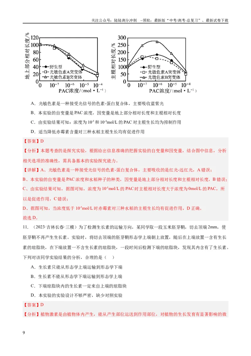《专题11实验探究（分层练）（解析版）_06-生物-高考总复习_二轮复习_2024年_2024年高考生物二轮复习高频考点追踪与预测（新高考专用）_分层练_教师版（含答案解析）》第9页预览