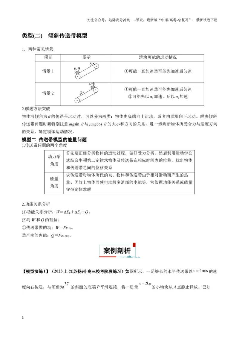 《专题10传送带模型中的相对运动与能量（教师版）_04-物理-高考总复习_专项复习_2025年_2025年高中高考物理模型与方法_资料_6高考热点模型》第2页预览