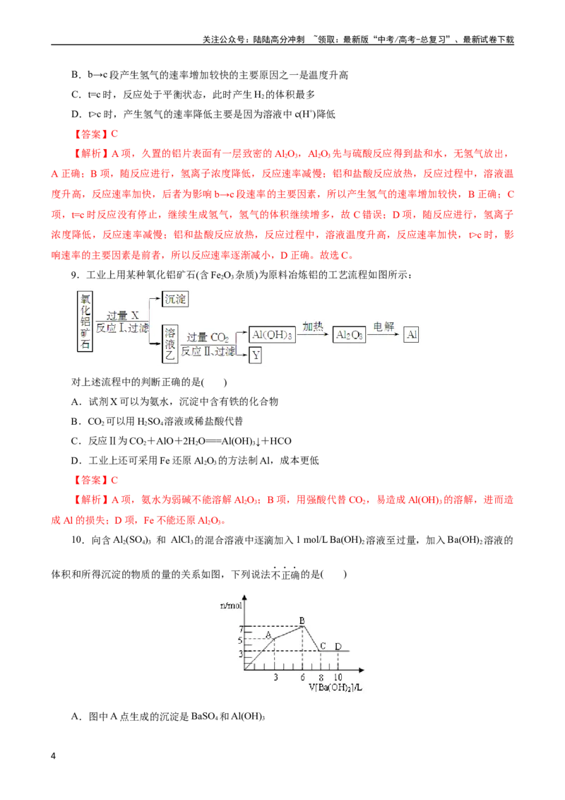 《考点15铝及其化合物(好题冲关)(解析版)_05-化学-高考总复习_一轮复习_2024年_2024年高考化学一轮复习考点帮（全国通用）_考点15铝及其化合物（核心考点精讲精练）（全国通用）》第4页预览
