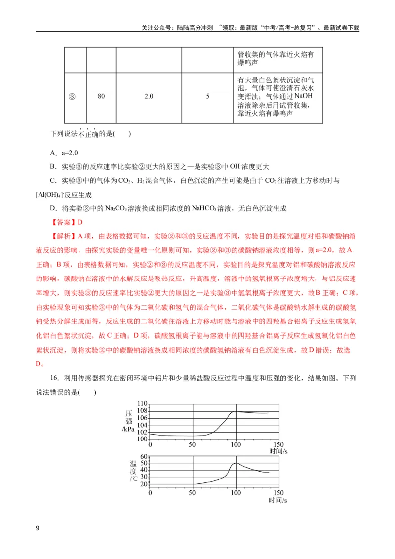 《考点15铝及其化合物(好题冲关)(解析版)_05-化学-高考总复习_一轮复习_2024年_2024年高考化学一轮复习考点帮（全国通用）_考点15铝及其化合物（核心考点精讲精练）（全国通用）》第9页预览